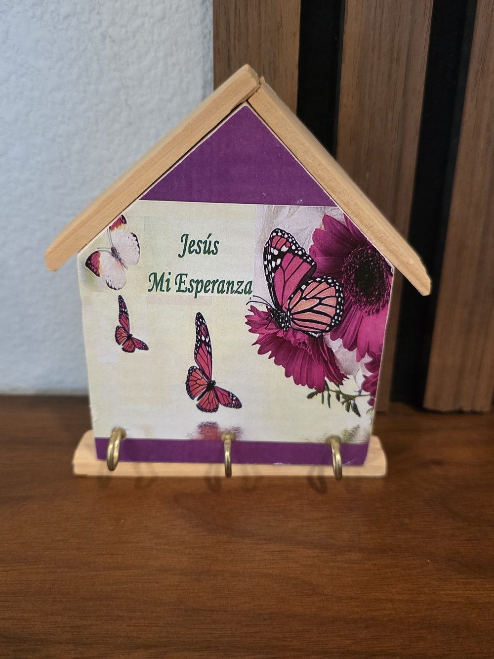Wooden Butterfly Jesus Is My Hope Wall Key Holder